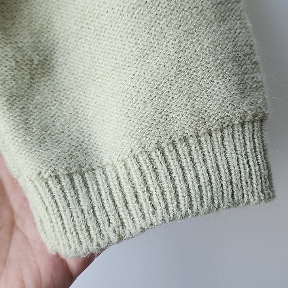 Soft Sage Green Flower Appliqué Cardigan Sweater - Picture 5 of 6
